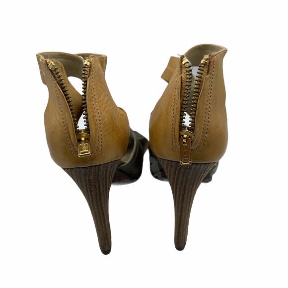 Elizabeth and James Platform Leather Colorblock Pattern Pumps Vero Cuoio 7B - Picture 4 of 12